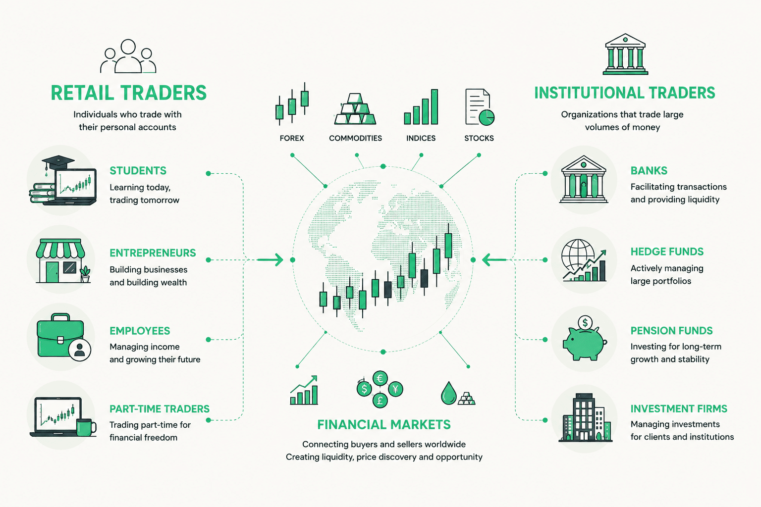 Who trades and invests